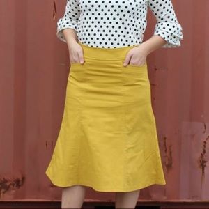 NWT Nuggles Tessa Mustard Midi Skirt Size L